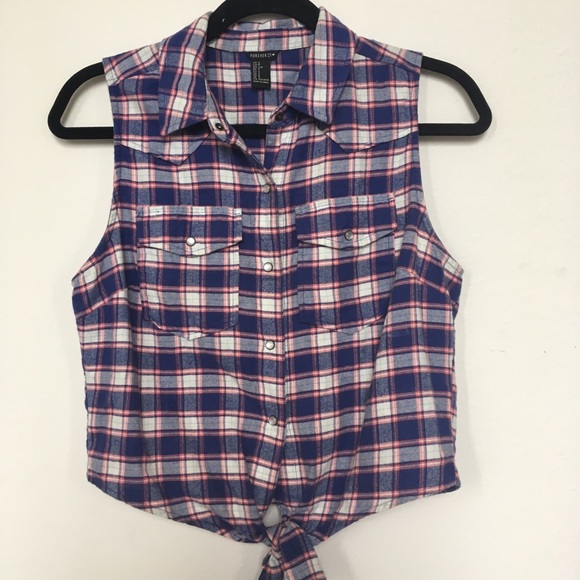 F21 Crop Flannel Tank - Picture 1 of 4